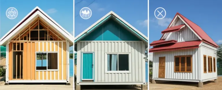 ประเภทบ้านน็อคดาวน์และวัสดุในขอนแก่น: เปรียบเทียบแบบสำเร็จรูป บ้านคอนเทนเนอร์ และแบบประกอบ พร้อมข้อดี-ข้อเสียด้านสภาพอากาศท้องถิ่น