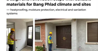 ขั้นตอนออกแบบปรับปรุงและวัสดุที่เหมาะสมสำหรับสภาพอากาศและพื้นที่ในบางพลัด (กันความร้อน กันชื้น ระบบไฟฟ้า/สุขาภิบาล)