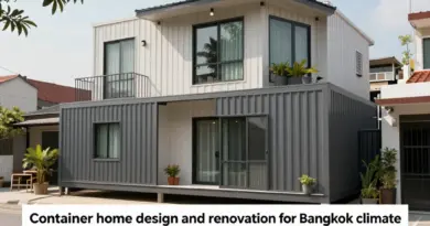 การออกแบบและรีโนเวทบ้านคอนเทนเนอร์สำหรับสภาพอากาศกรุงเทพฯ — วัสดุ ฉนวนกันความร้อน ระบบระบายอากาศ และการลดเสียง