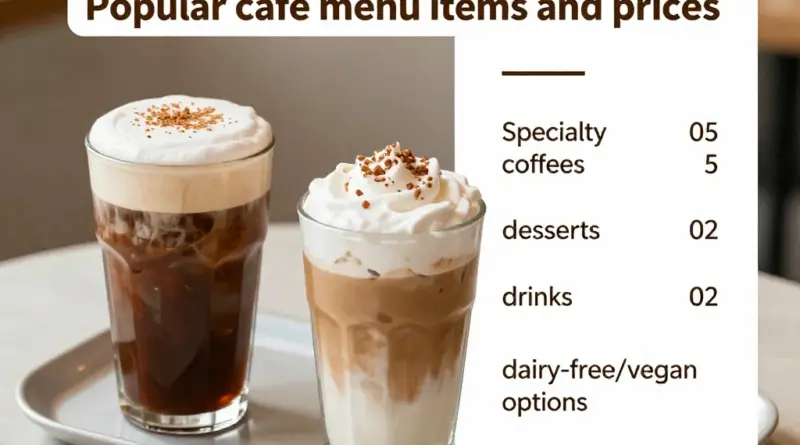 รีวิวเมนูยอดนิยมและราคา — เมนูเครื่องดื่ม ขนมหวาน ตัวเลือกกาแฟพิเศษ และตัวเลือกสำหรับผู้แพ้นมหรือวีแกน