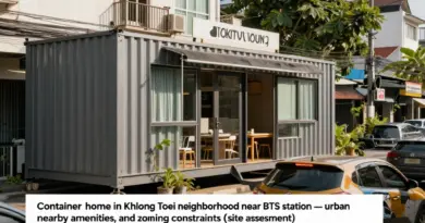 ประเมินทำเล เขตคลองเตย ดีไหมสำหรับบ้านคอนเทนเนอร์ — ใกล้ BTS, การจราจร, สิ่งอำนวยความสะดวก และข้อจำกัดผังเมือง