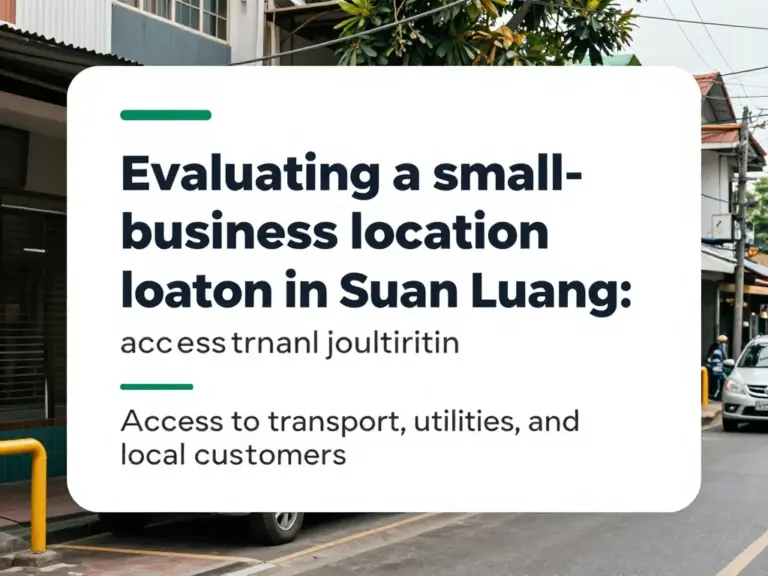 วิธีประเมินทำเลในสวนหลวงสำหรับธุรกิจขนาดเล็ก — การเข้าถึงขนส่ง สาธารณูปโภค และลูกค้าท้องถิ่น