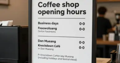 เวลาเปิด-ปิด วันทำการ และนโยบายสำคัญของร้านกาแฟน็อคดาวน์ เขตดอนเมือง (รวมวันหยุดและช่วงเทศกาล)