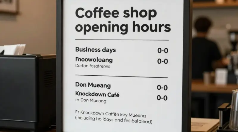 เวลาเปิด-ปิด วันทำการ และนโยบายสำคัญของร้านกาแฟน็อคดาวน์ เขตดอนเมือง (รวมวันหยุดและช่วงเทศกาล)