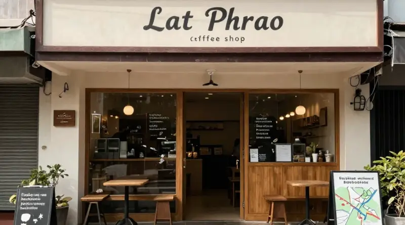 วิธีค้นหาและการเดินทางไปร้านกาแฟน็อคดาวน์ เขตลาดพร้าว — แผนที่ รถสาธารณะ ที่จอดรถ และทางลัด