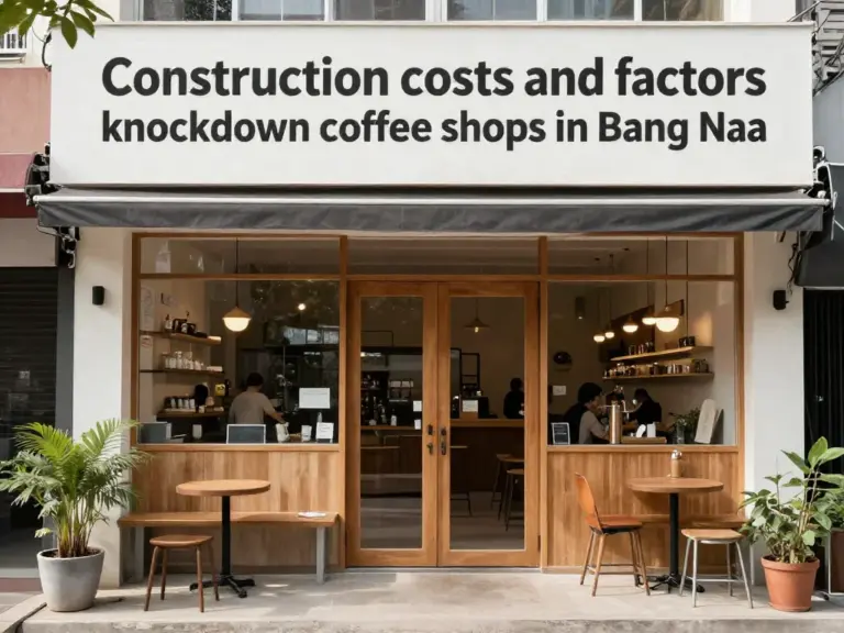 ราคาก่อสร้างและปัจจัยที่มีผลต่อร้านกาแฟน็อคดาวน์ เขตบางนา