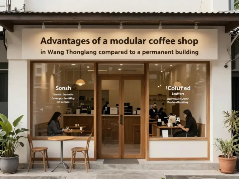 ข้อดีของร้านกาแฟน็อคดาวน์ในวังทองหลางเมื่อเทียบกับร้านก่อสร้างถาวร